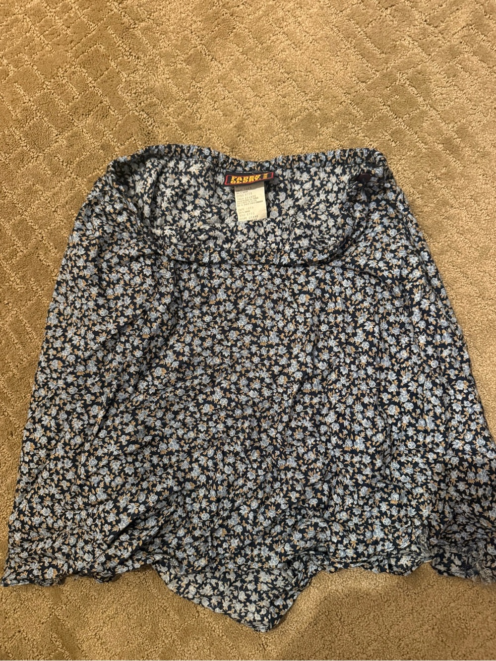 FREE Floral Print Women’s Blouse in Navy and Light Blue